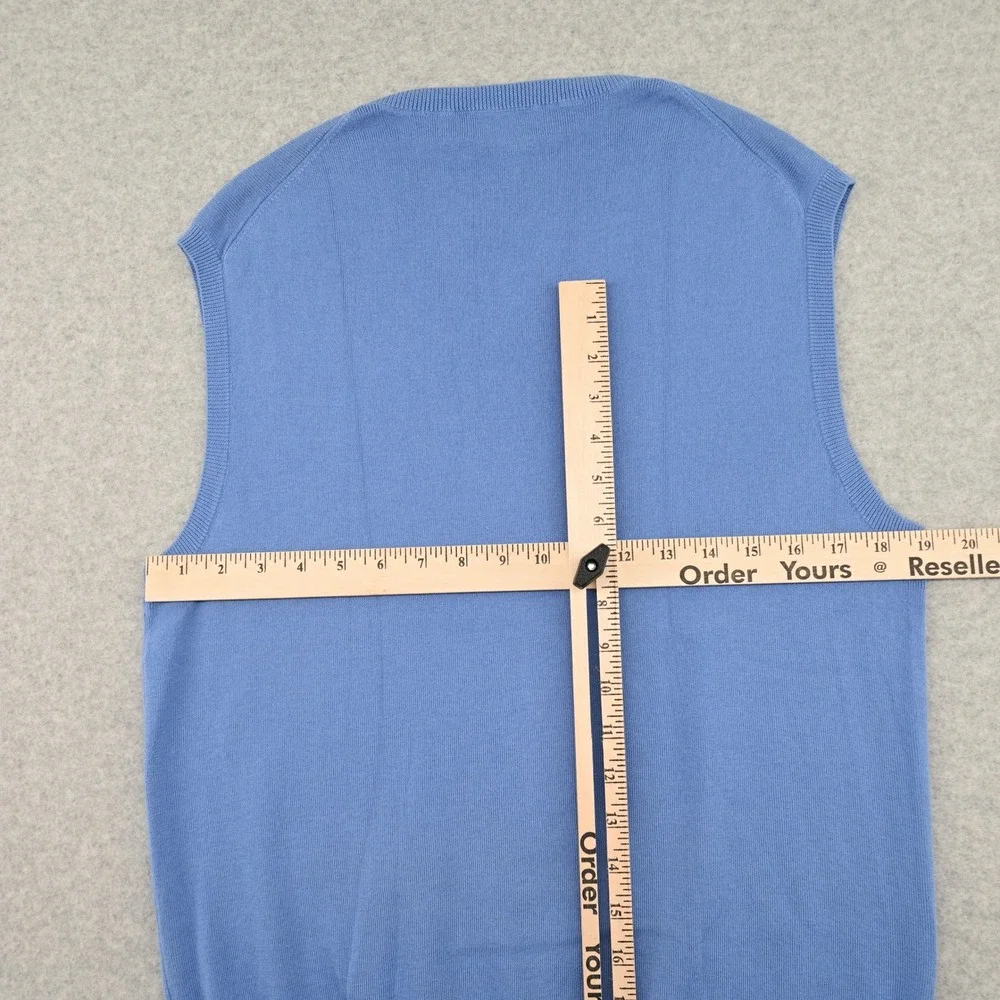 100% Pima Cotton Polo Ralph Lauren Men V-Neck Sweater Vest Blue Orange Pony M